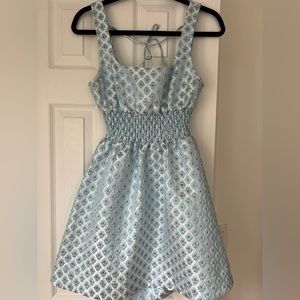 Hill House Home “The Cher” blue brocade dress size XS